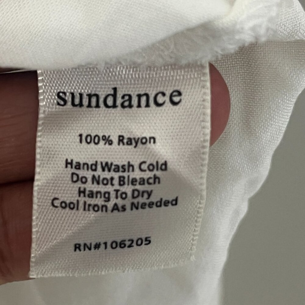 2/$30 Sundance Ruffle Crew Neck Long Sleeve Button Down Top Small White - Picture 5 of 6